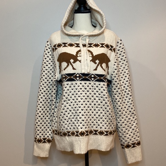 Unisex moose graphic hooded sweater kangaroo pocket Y2K American Eagle gorpcore - Picture 1 of 9